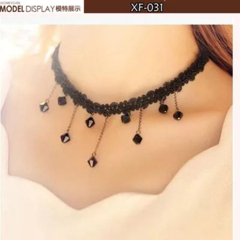 Fashion Wild Retro Beaded Sequins Rhinestones Pearl Lace Collar False Necklace DIY Clothes Shirt Sweater Decoration