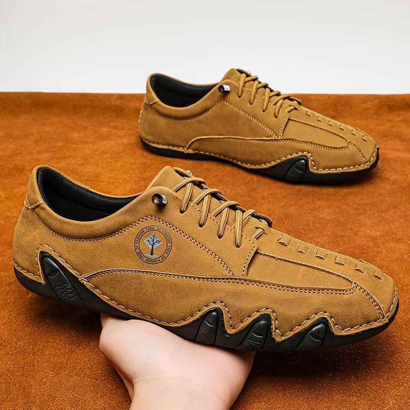 Fashion Lace Up Oxford Shoes Fashion Casual Leather Handmade Brand Men Men Flats Soft Outdoor Business Shoes Man Formal Dress Footwear