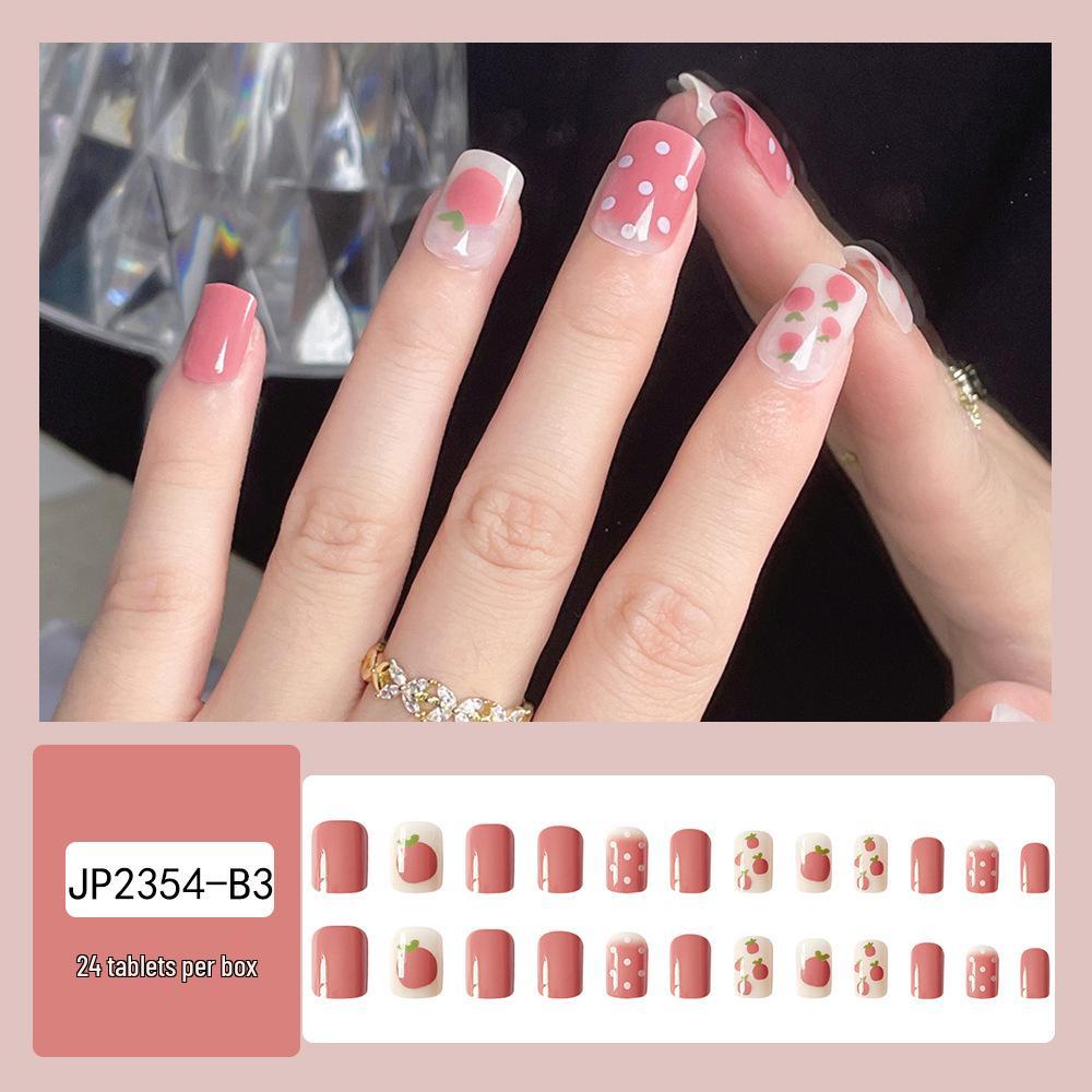 Reusable Blush Nail Art Set: 24 Detachable Wearable Nail Stickers