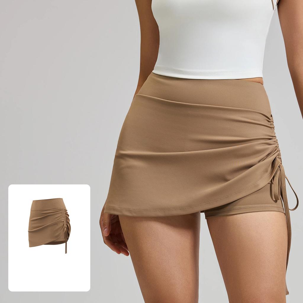 New Summer Wrinkled Sports Skirt Female Anti Exposure High Waisted Running Fake Two Piece Short Yoga Shorts for Women