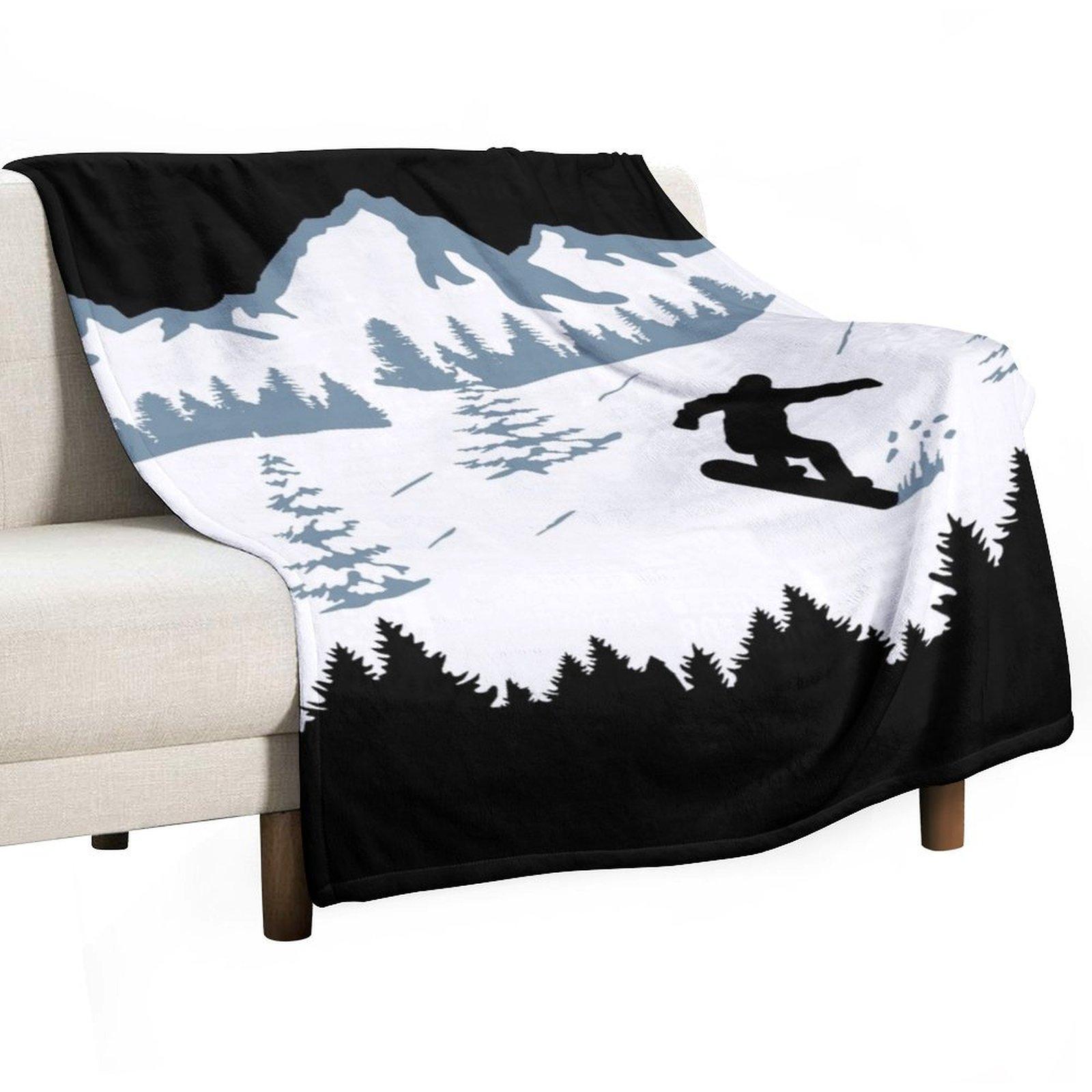 

Snowboard, snowboarder and mountains, snowboarding Throw Blanket Cute Plaid For Baby Luxury Thicken warm for winter Blankets 30x40in