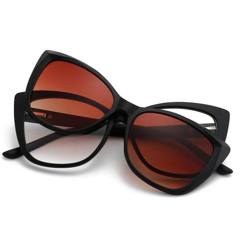 2328 Magnet Clip Cat Eyes Myopia Glasses 0 -0.5 -1.0 -2.0 To -6.0 Hyperopia Sunglasses +0.5 +1.0 +2.0 To +6