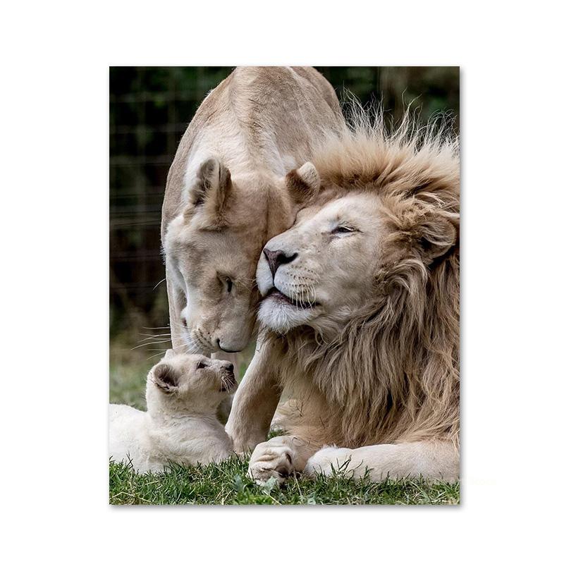 

Черно-белые животные, львенок, семья, холст, картины, постеры и принты, современное настенное искусство, картины для гостиной, украшение дома 21x30cm No Framed