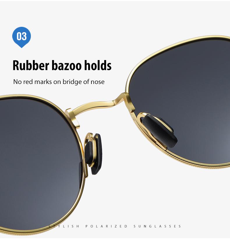 Aolong Retro Polarized Round Sunglasses, Unisex Mirror Reflective Aluminum-Magnesium A553