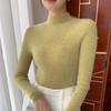 Cardigan Damen Innenstrickware, Slim und Dünn, Rollkragenpullover, Einfarbige Basisschicht