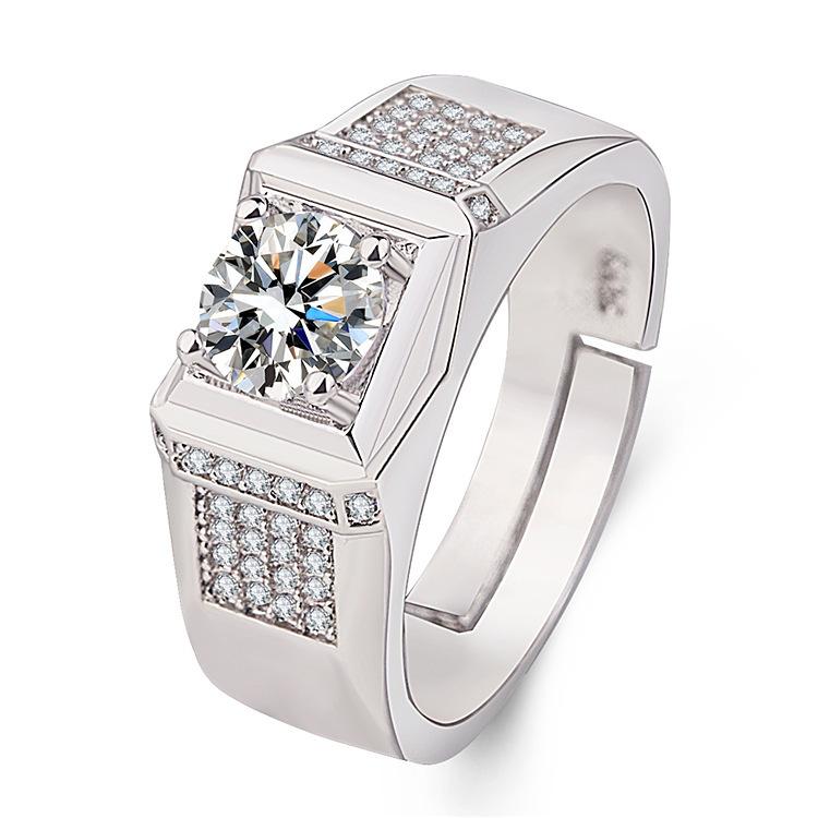 Ring Sparkling Knight Men's Ring Luxurious and Domineering 18K Gold Luxury Diamond Men's Diamond Ring Ring Diamond Ring