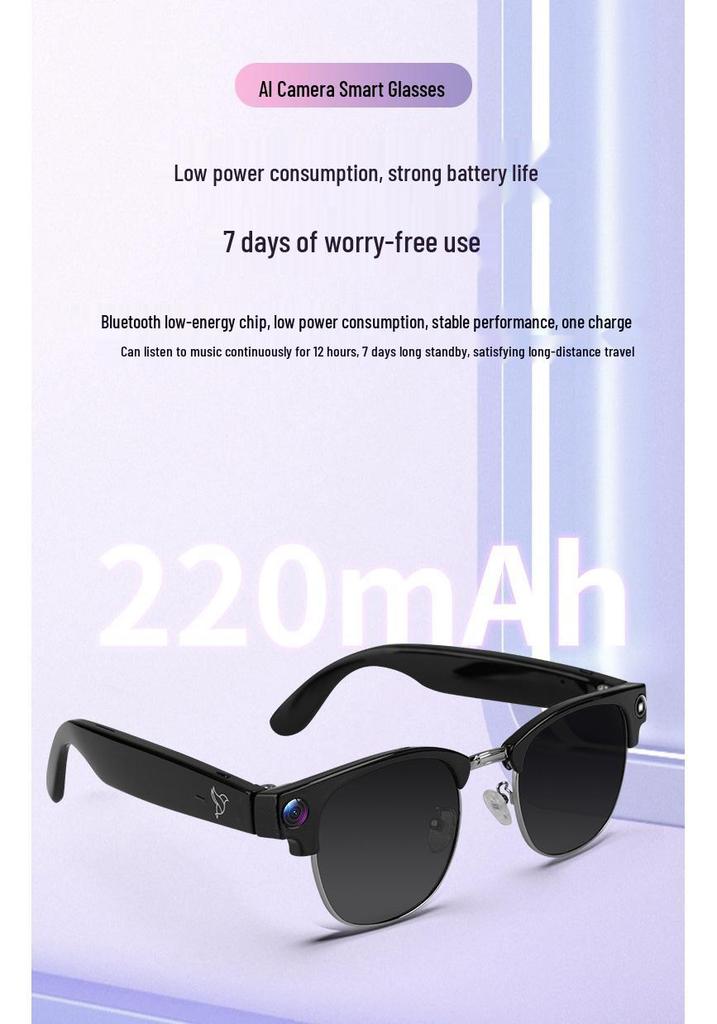 KI Intelligente Bluetooth-Brille: Multifunktional, Blaulichtfilter, mit Kamera, Navigation, Anrufen, Übersetzung und Sonnenbrille