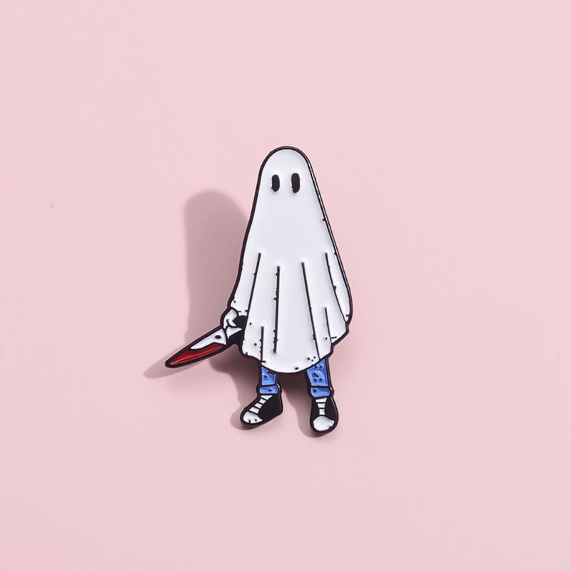 Brooch Cartoon Delightful In White Ghost Shape With Dagger For Fashion Halloween
