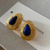 Accessible Luxury Water Drop Ear Studs Best Selling Fashion Vintage Lapis Lazuli
