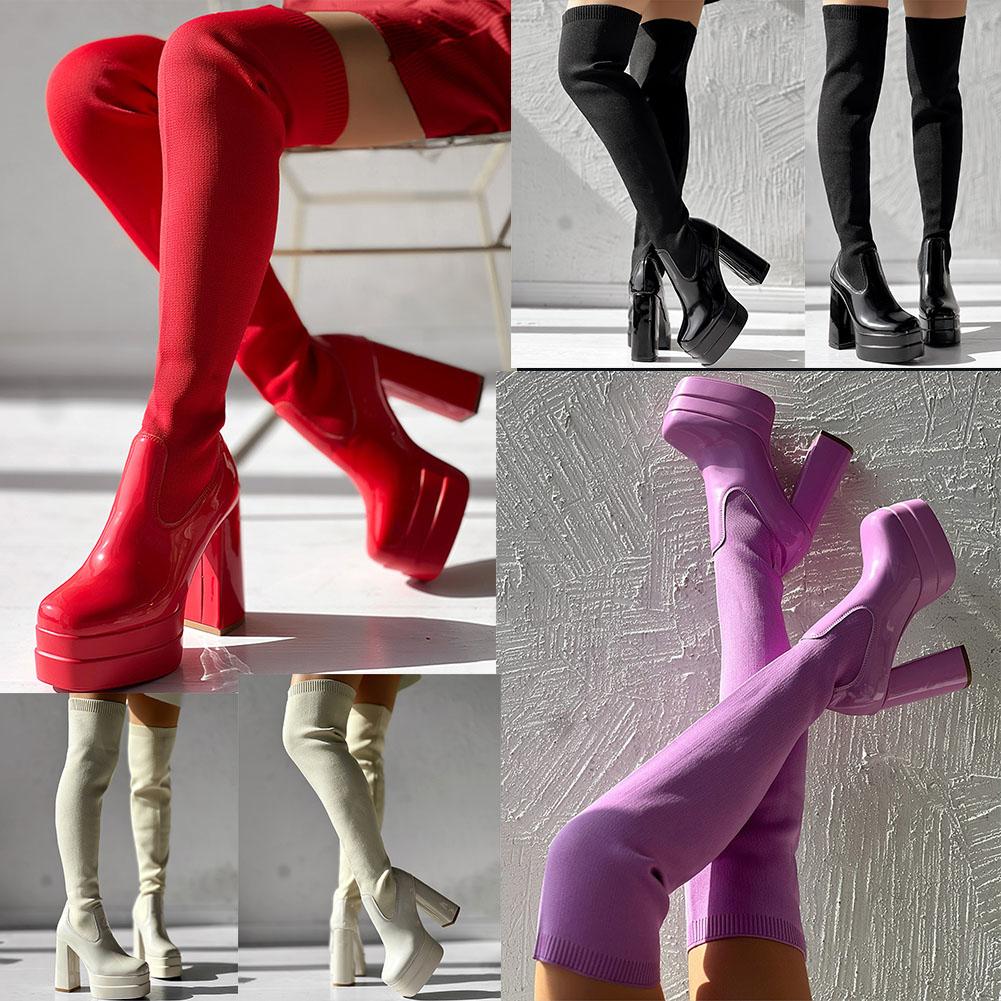 Platform High Heeled Women Over The Knee High Boots Brand Design 2025 Winter Fashion Sexy Elegant Walking Comfy Women Shoes