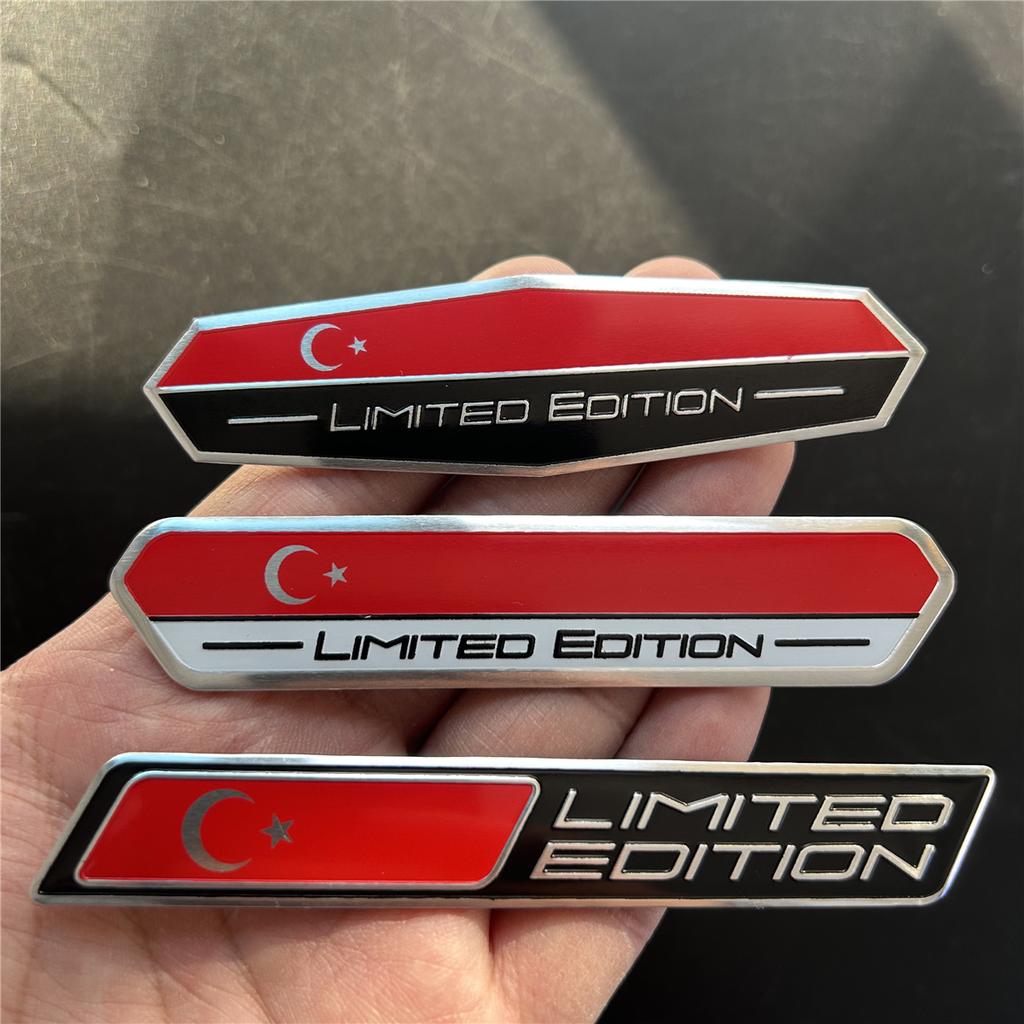 Limited Edition Türkiye National Flag Aluminium Adhesive Emblem Rear Trunk Badge Fender Sticker Body Decal Car Emblem