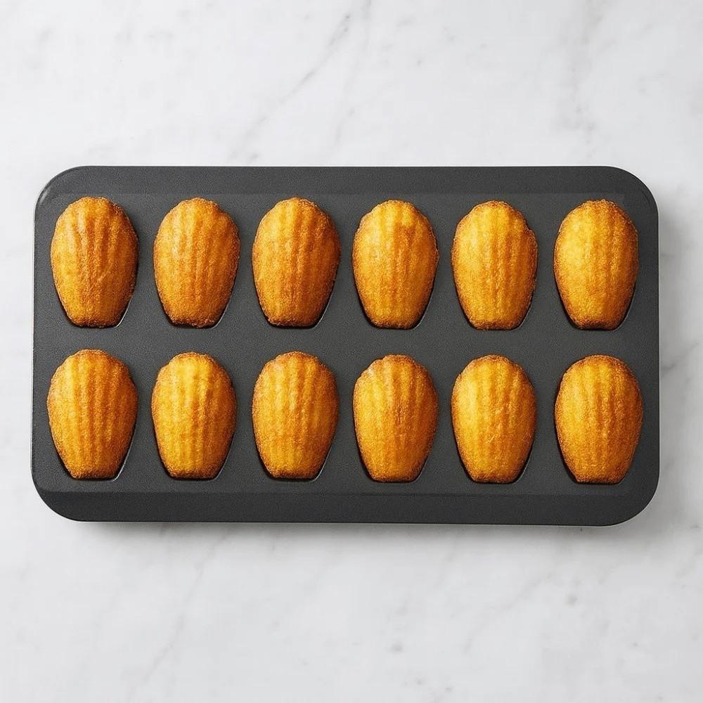 Carbon Steel Baking Pan 12 Cup Madeleine Tray Easy To Demold Baking Tool Oven Bakeware
