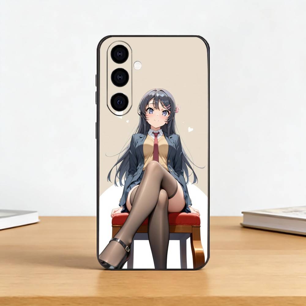 Anime Mai S-Sakurajima Phone Case Black Silicone Soft For Samsung Galaxy A73,A72,A71,A70,A53,A52,A51