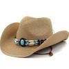 Spring and Summer Men's and Women's Straw-woven Western Cowboy Hats, Sunscreen Straw Hats, Tourist Horseback Riding Wide-brimmed Top Hats, Large Brims