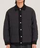 Button Seoul [Duck Down 80/20] Semi-Crop Corduroy Collar Padded Classic Jacket (Black)
