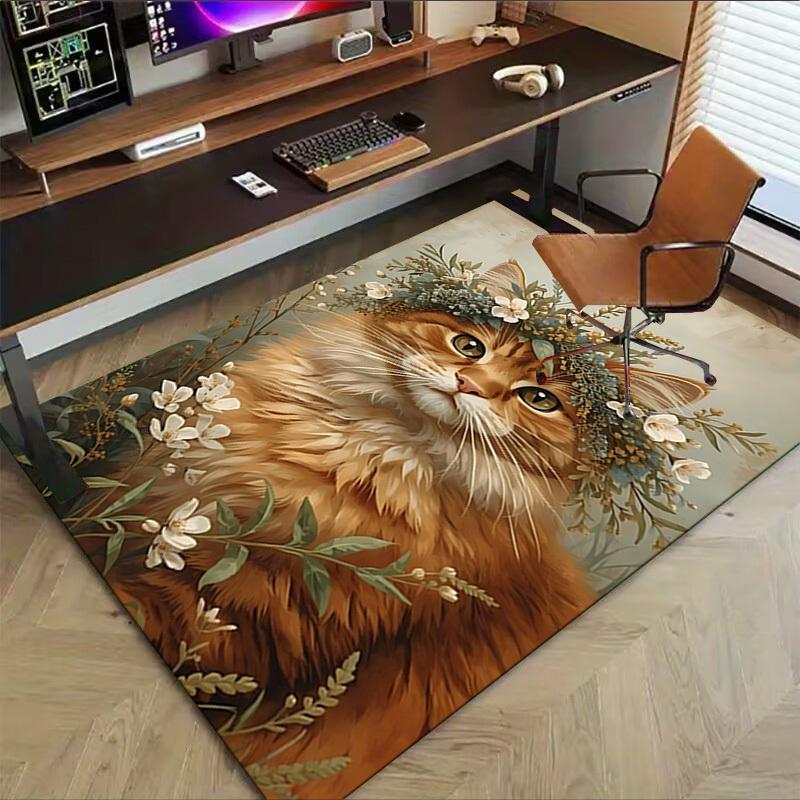 1pc cat flowers Carpet Office Rug Outdoor Mat Home Decor Area Carpet Festival Gift Office desk chair carpet