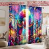 2D Flat Printing 2pcs Scene Curtain Carnival Funfair Circus Celebration Digital Printed Polyester Drapes Festive Holiday for New