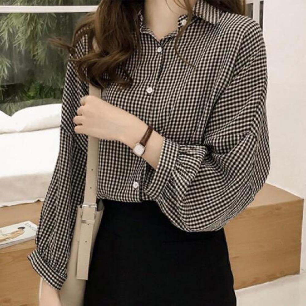New Arrivals Open Run Women Casual Simple Collar Cocoon Fit Shirt