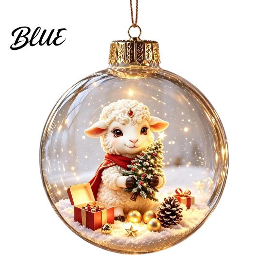 Reusable Plastic Baubles Glowing Christmas Story Ornament Light‑Up Mini Holiday Scene Hanging Ball with Warm Gift Embellishments LED Light,