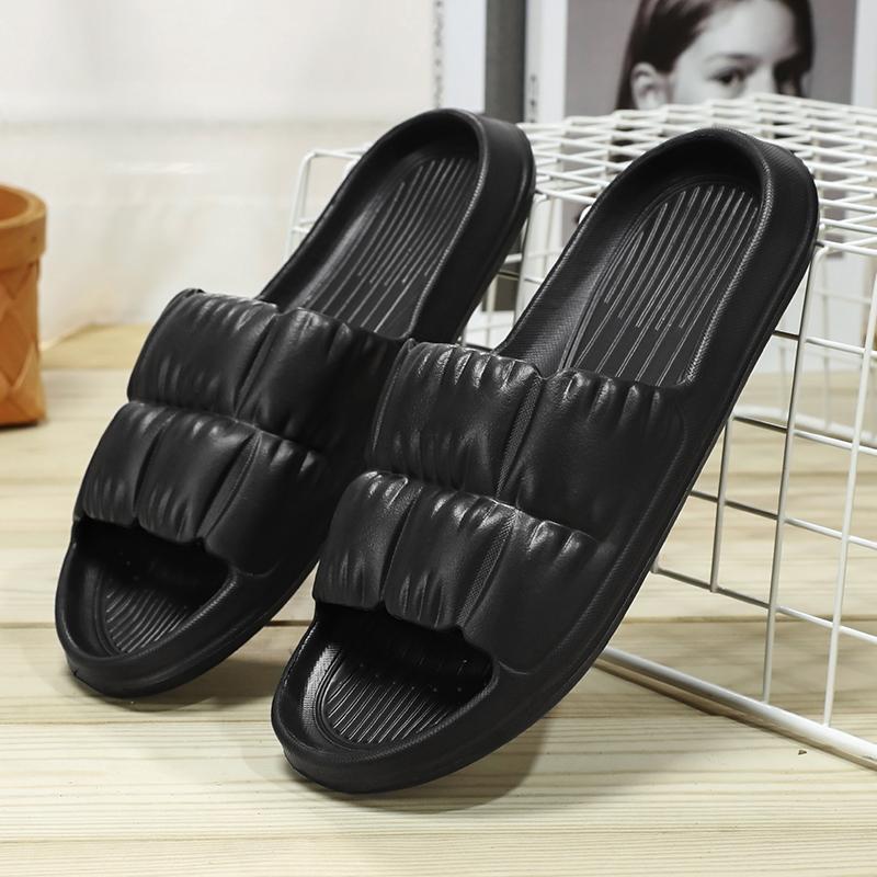 Модные мужские тапочки Мягкая подошва мужская обувь Нескользящая износостойкая подошва Удобные домашние женские тапочки Ванная комната Шлепанцы для ванной 36-37 чёрный