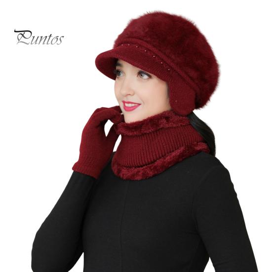 

3 шт./комплект для женщин среднего возраста, зимняя шапка, шарф, перчатки, комплект, толстая трикотажная шапка для защиты ушей, перчатки, эластичные ветрозащитные перчатки для матери, зимняя куртка для езды на велосипеде вино красного