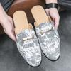Men Shoes Black Men Half Slippers High Quality Men Leather Casual Shoes Loafers Flip Flops Lightweight Flats Sandals Masculino