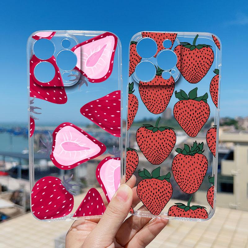 Color Fruits Banana Strawberry Clear Phone Case For iPhone 14 13 12 11 Pro Max 13 12 Mini 14 7 8 Pus XR XS X Transparent Covers