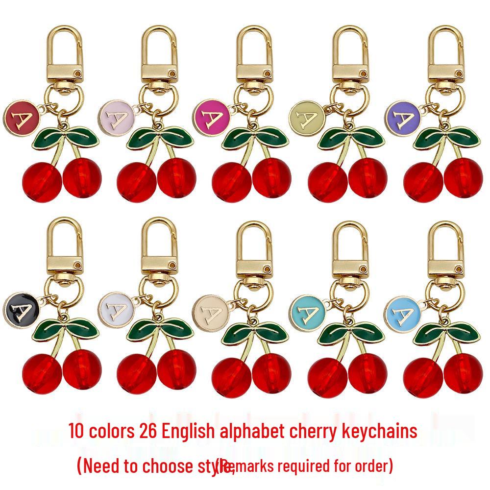 Red Cherry Pearl Resin Keychain Pendant