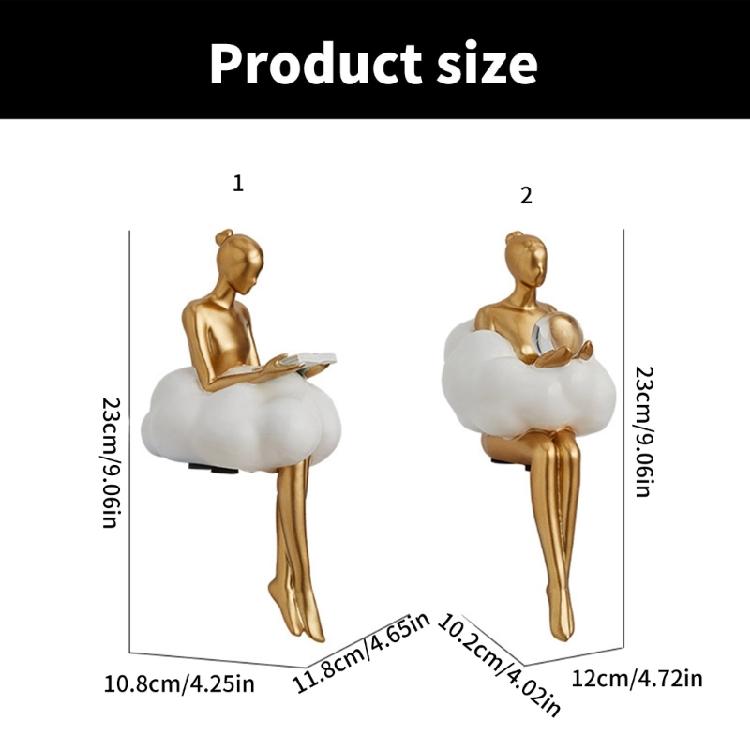 Artistic Resins Cloud Girl Figurine Thinker Sculpture Abstract Art Statue for Desk or Book Shelf Display Ornament Gift