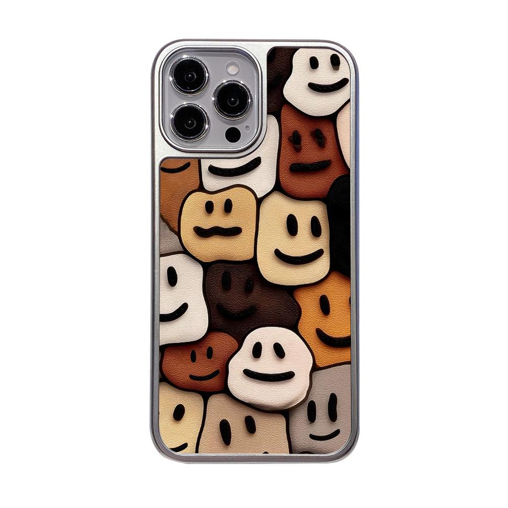 North American Station Three-dimensional Smiley Face Collage iPhone14pm Mobile Phone Case Apple 17 Cute Anti-drop AG Frosted Glass Case