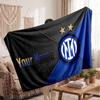 Inter Milan Personalized Fleece Blanket With Football Logo, Custom Name Text Soft Warm Home Throw Blanket