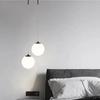 Luxury Creative Bedroom Bedside Pendant Light Double Ball Hanging Lamp Bar Simple Living Room Background Wall Glass Chandelier