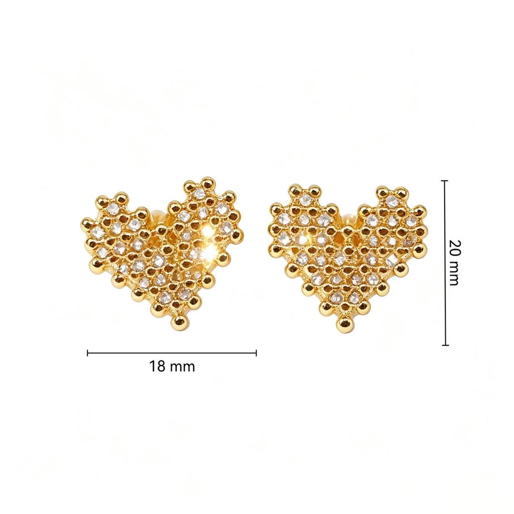 High-End Heart-Shaped Gold Earring with Stainless Steel