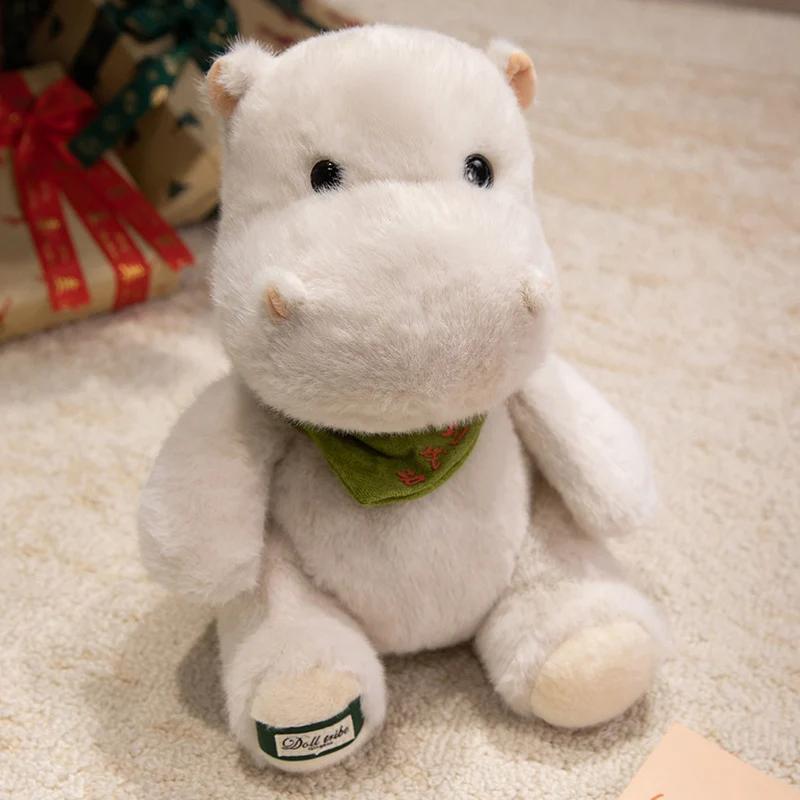 Cute Bib Animal Plush Toys Soft Cartoon Hippo Bear Elephant Stuffed Doll Filled With Cotton Lovely Birthday Gift To Children