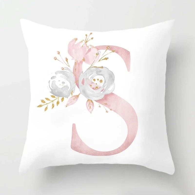 45x45cm Pink Rose 26 Letters Pillowcase Wedding Party Decoration Sofa Car Creative Ornament Couple Home Cushion Cover