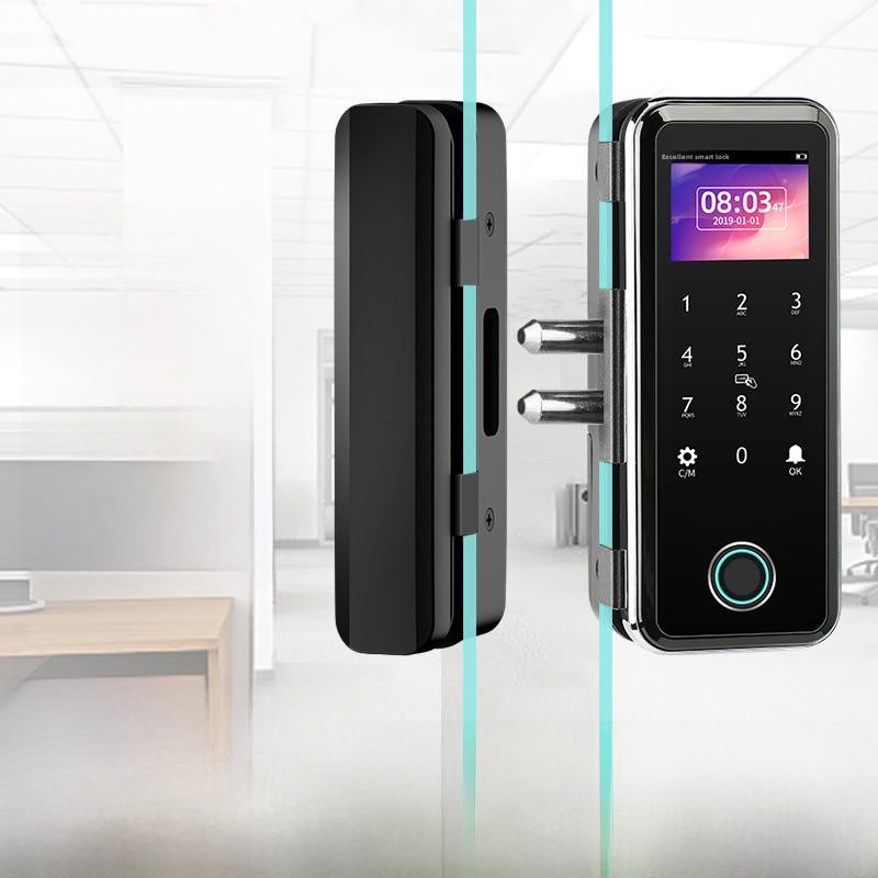 Încuietoare inteligentă de sticlă fără ramă: Electronic, Control Acces cu Parolă și Amprentă, Instalare fără găuri, Securitate Anti-furt pentru Birou.