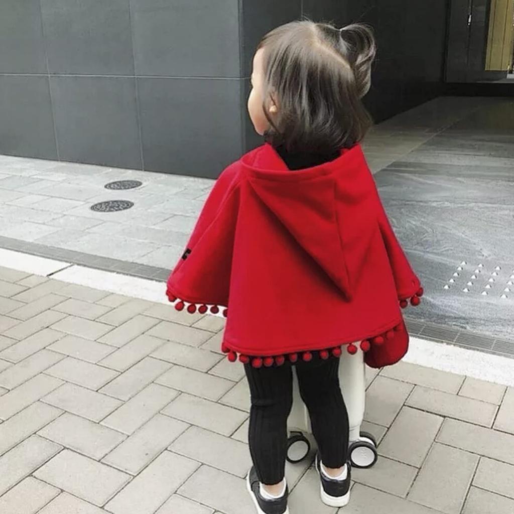 LYING Baby Hooded Red Hoodie for Cold Weather Baby Shower Size Poncho, Coat, Kids' Cloak, Cape, Girls, Toddlers, Halloween, Christmas, Fall/Winter