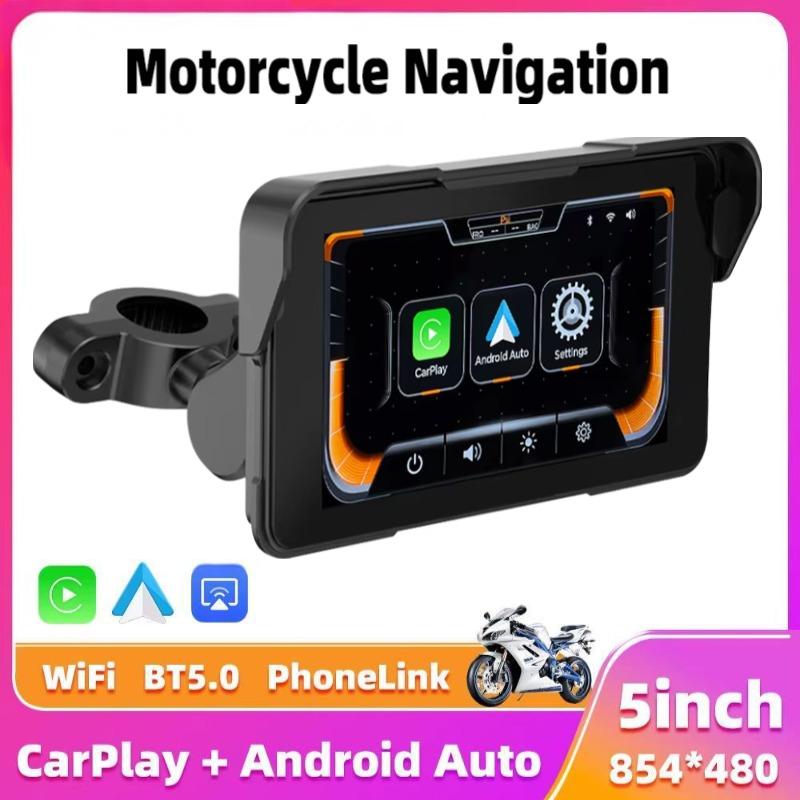 5 Inch Motorcycle DVR GPS Navigation Display Screen Portable Digital Dashboard Moto Wireless CarPlay & Android Auto Smart Box for Motorbike