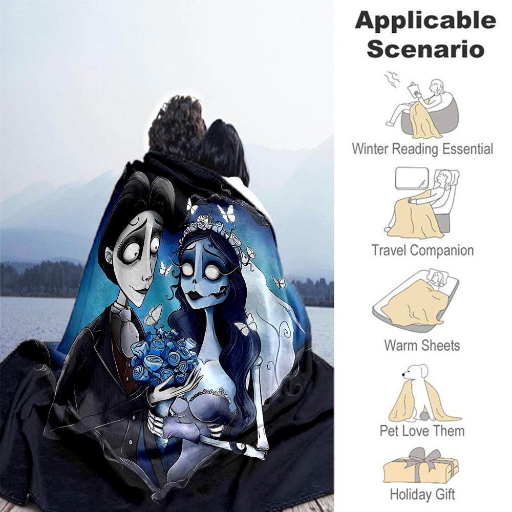 1PC Corpse Bride Outdoor Blanket Lightweight Flannel, Soft & Warm, All-Season Use for Sofa, Outdoor145