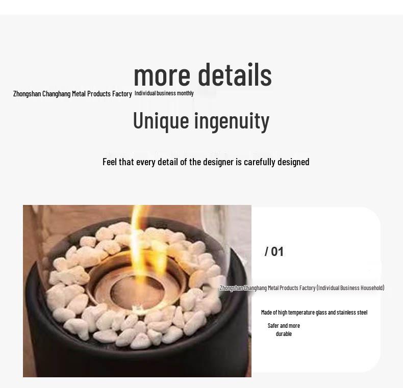 Portable Round Ethanol Fireplace: Small Indoor Tabletop Fire Stove for Bar Atmosphere