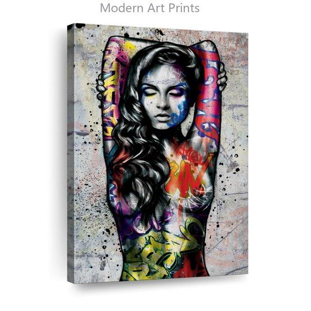 Graffiti Sexy Akt Ženský Portrét Tělo Nástěnné Umění Plátno Malba Plakátový Tisk Domácí Dekorace pro Obývací Pokoj Bez Rámu