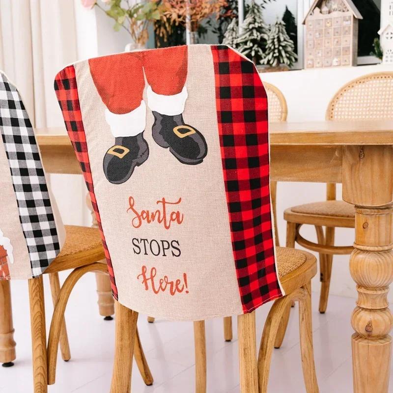 Christmas Chair Backrest Covers Christmas Home Table Ornament Gift New Year Party Supplies Dining Eco-friendly Comfortable Decor