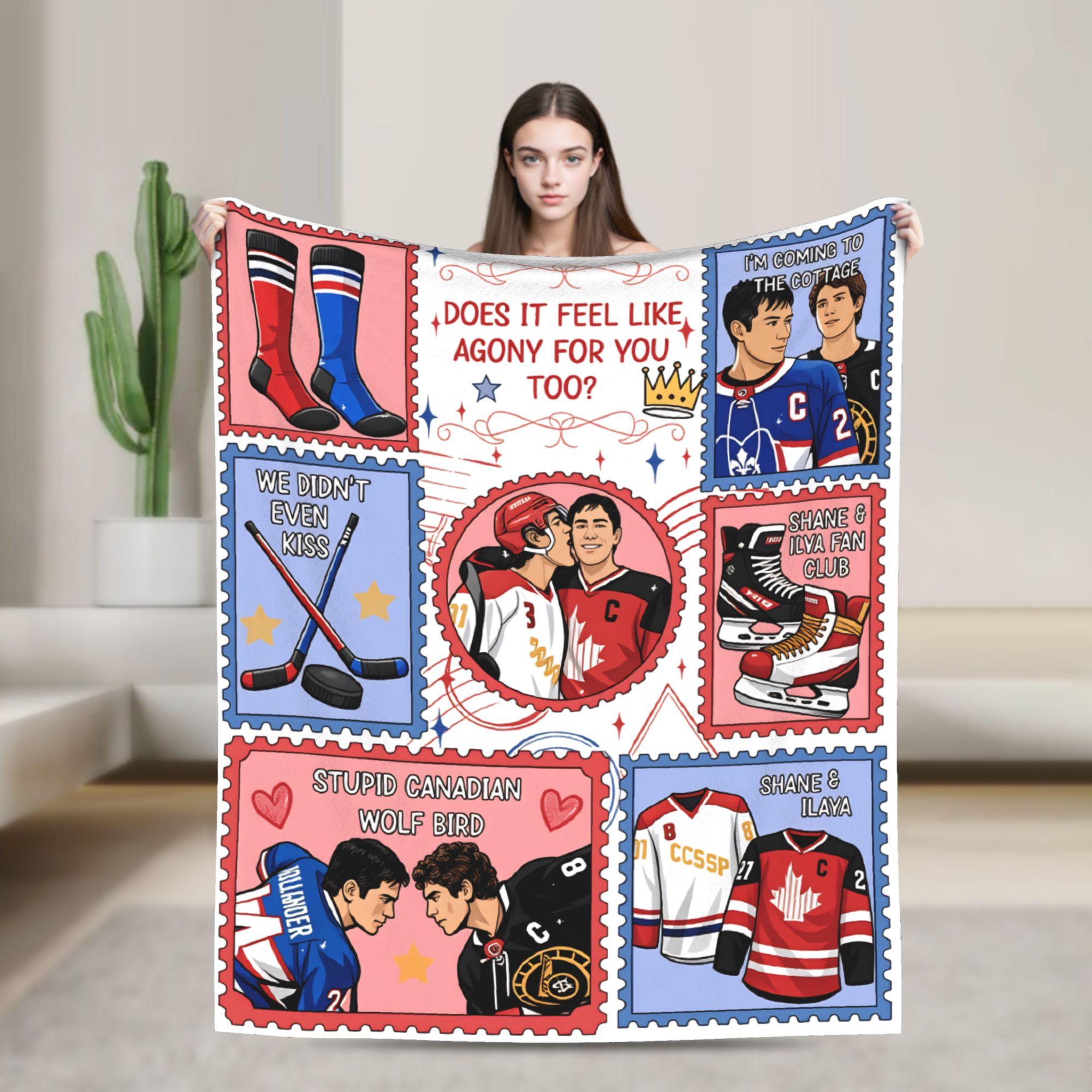 Heated Rivalry Flannel Blanket Hockey Romance Awesome Throw Blankets for Home 200x150cm Bedspreads, 75X95CM