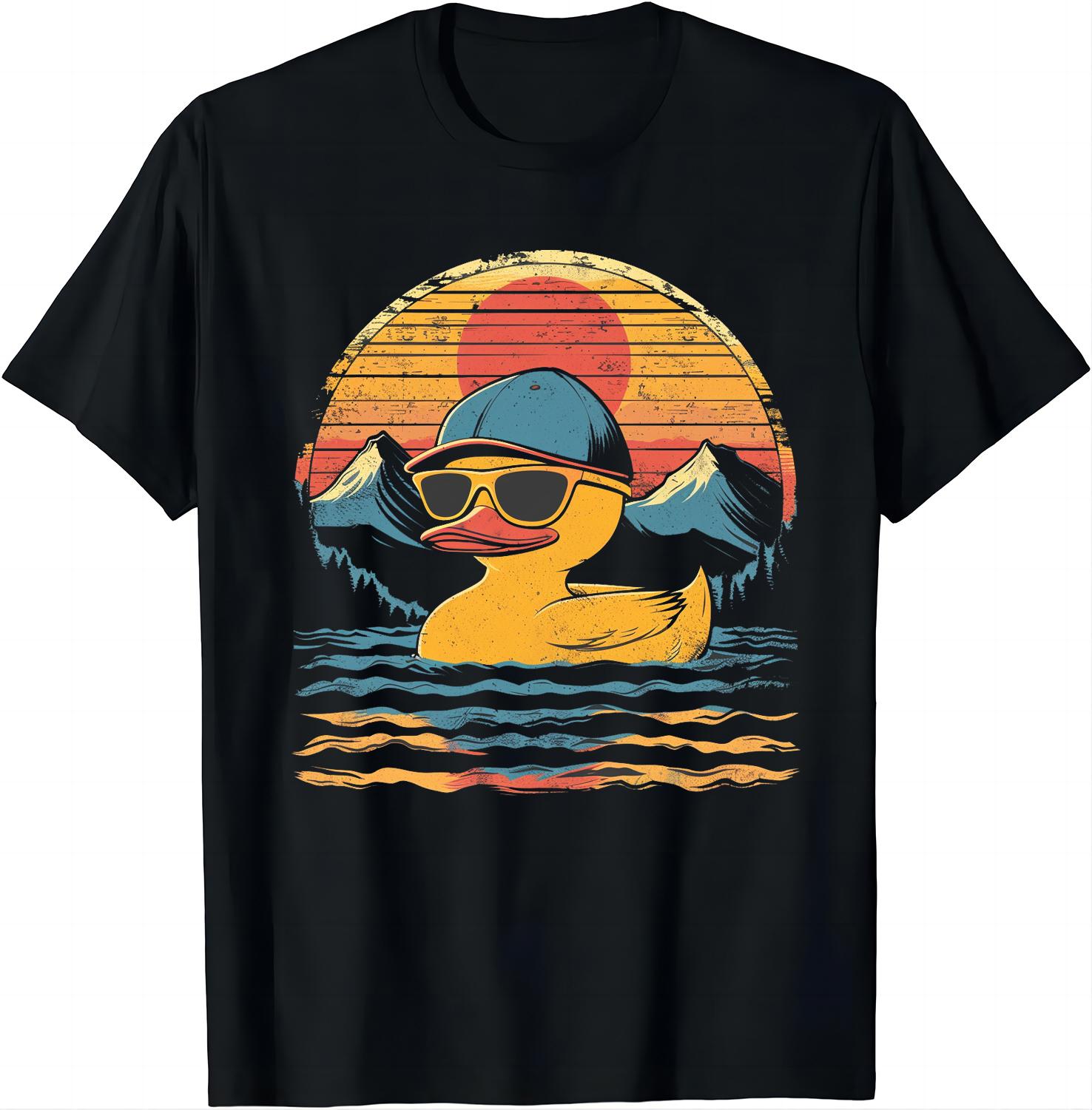 

Unique Yellow Duck Tee with Sunglasses & Cap T Shirt Graphic T Shirts Mens Clothes Tops Camisetas Streetwear Ropa Hombre 4XL