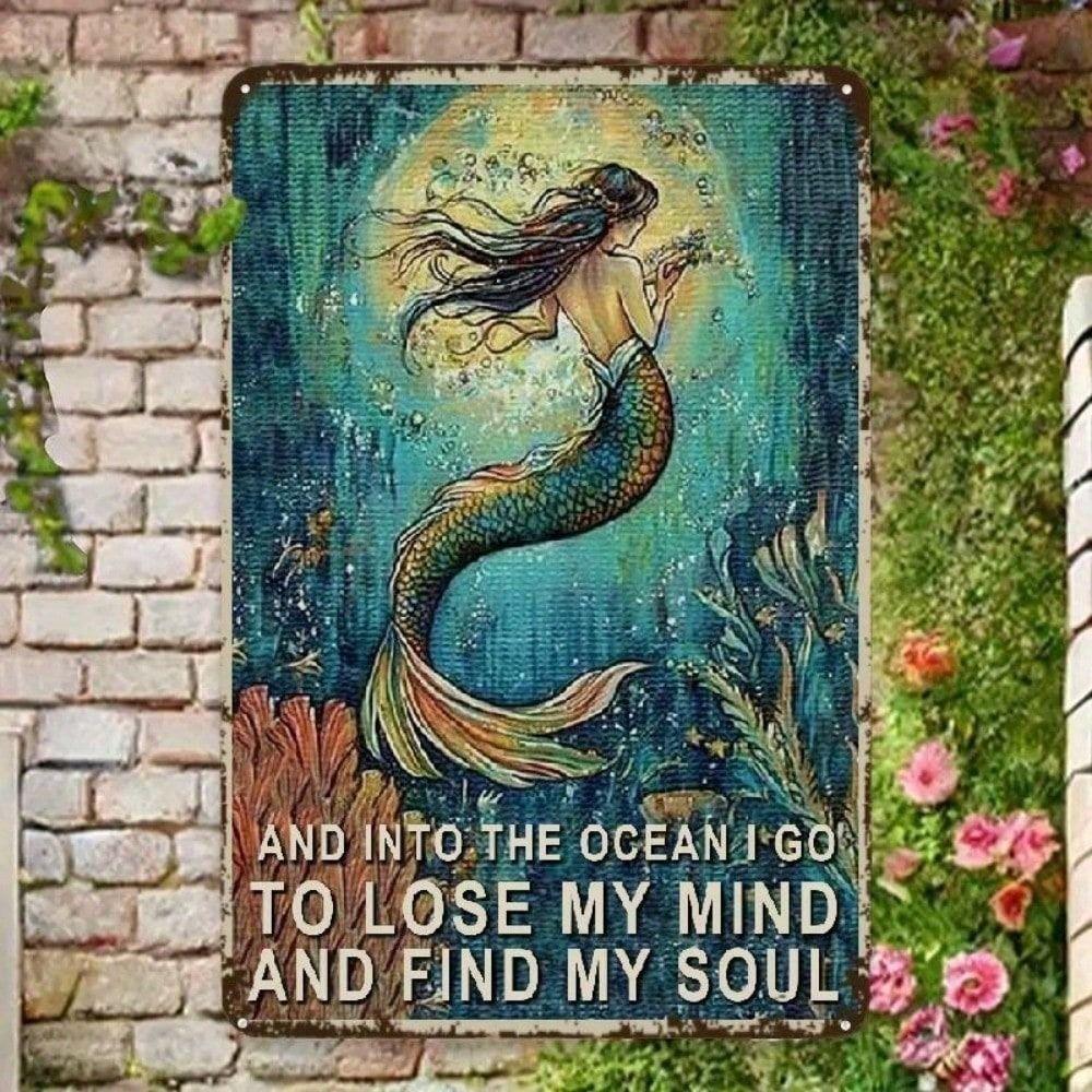 Mermaid Ocean Soul Retro Metal Wall Poster for Bar