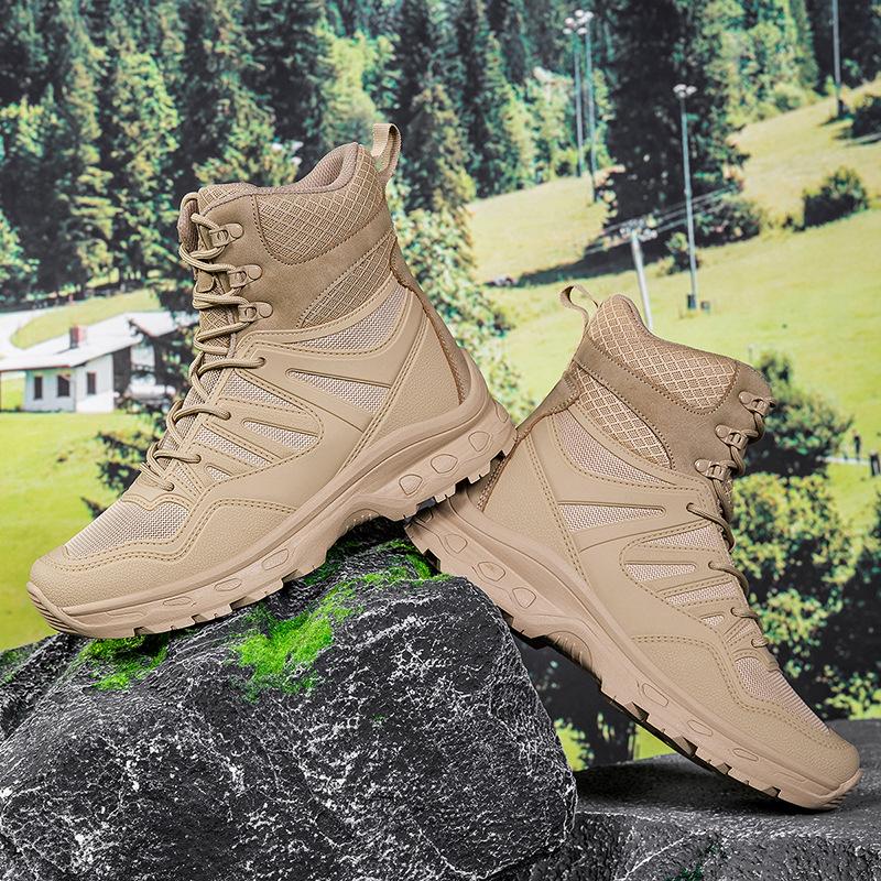 

New large size combat boots camouflage cloth middle help wear-resistant tactical boots outdoor sports hiking shoes hiking military boots 47