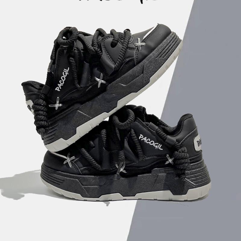 Y2K Cross Lace Up Thick Bottom Vulcanized Shoes Women Mixed Color Breathable Platform Sneakers Woman Autumn Chunky Student Shoe