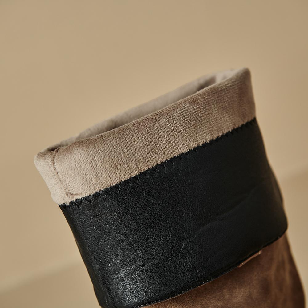 Grey Black Women Knee High Boots High Square Heel Small Big Size 32 48