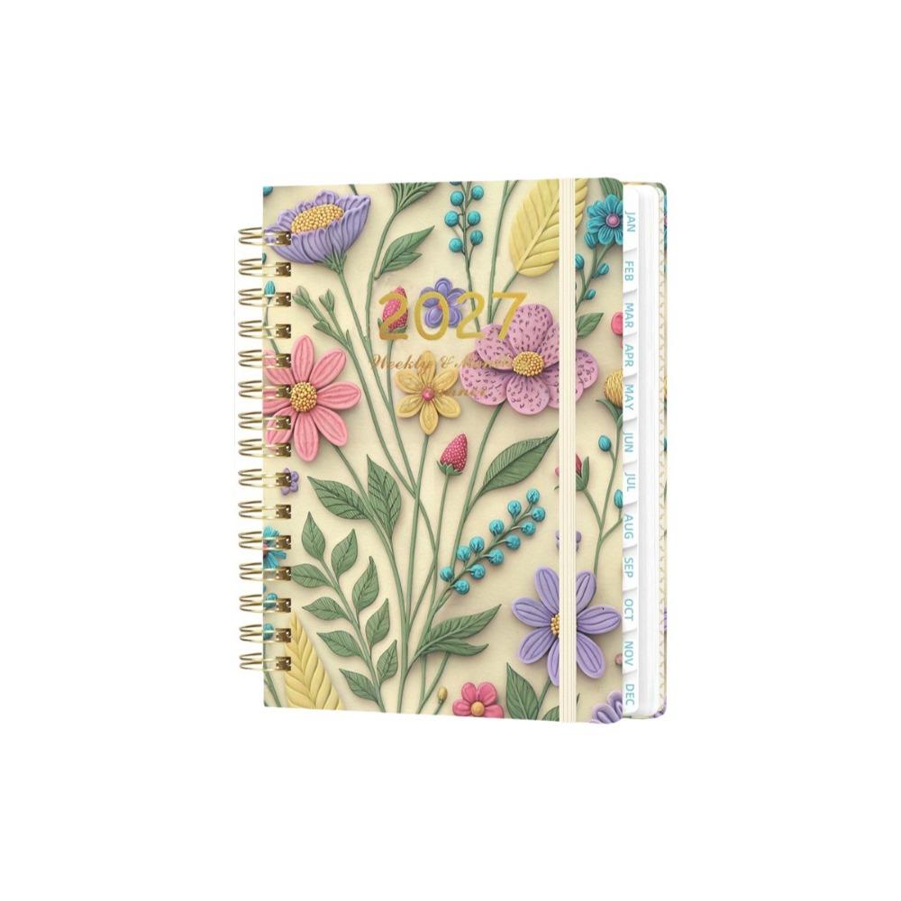 Spiral Bound Floral Spiral Notebook Floral Pattern Schedule Book for Work Office School Supplies