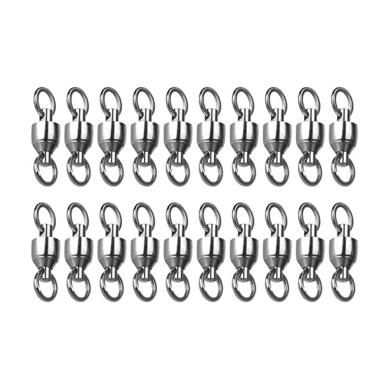 20Pcs Stainless Rolling Swivels Bearing Fishing Swivels Line Connector Barrels Swivels Connectors Fishing Accessory